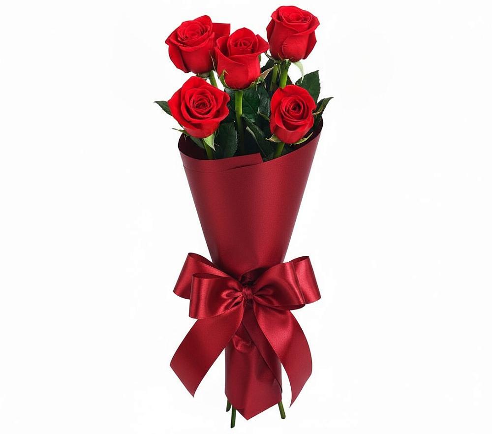 Букет 5 Красных роз Эдлесс Лав в Шудаяге