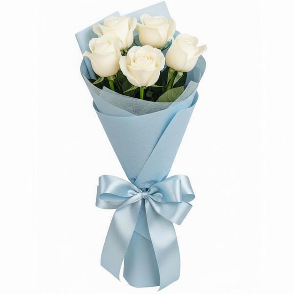 Букет 5 Белых роз Проуд в Шудаяге
