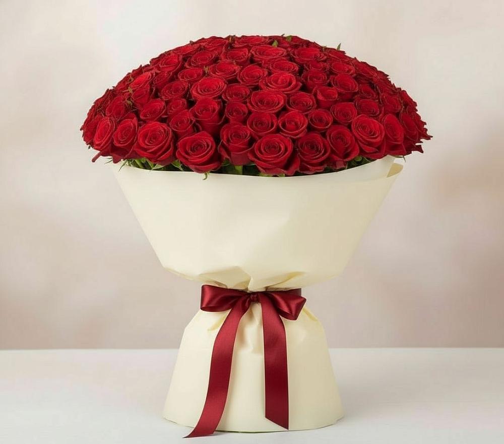 Букет 101 Красная роза Милано в Шудаяге