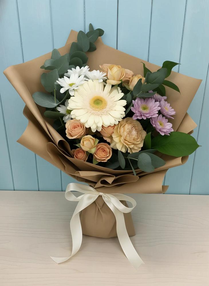 Букет цветов из: Герберы и Хризантемы в Шудаяге