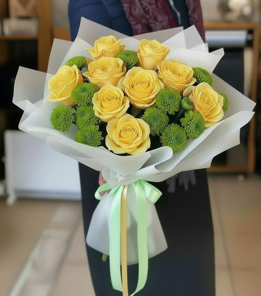 Букет цветов из: Хризантемы и Розы в Шудаяге