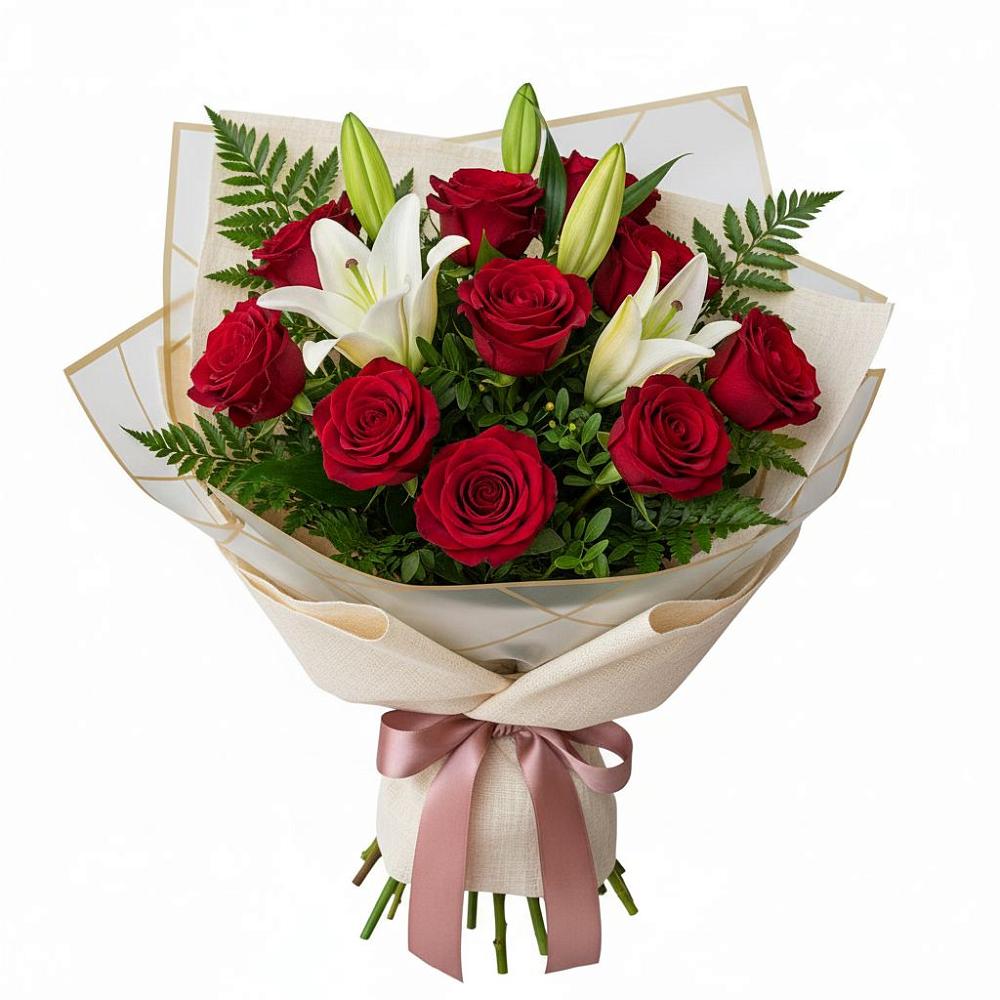 Букет цветов из: Лилии и Розы в Шудаяге