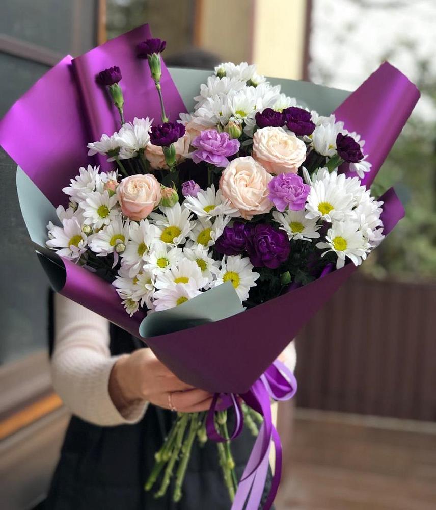 Букет цветов из: Хризантемы, Гвоздики и Розы в Шудаяге