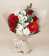 Букет цветов из:  Розы, Хризантемы, Герберы и Лилии в Шудаяге