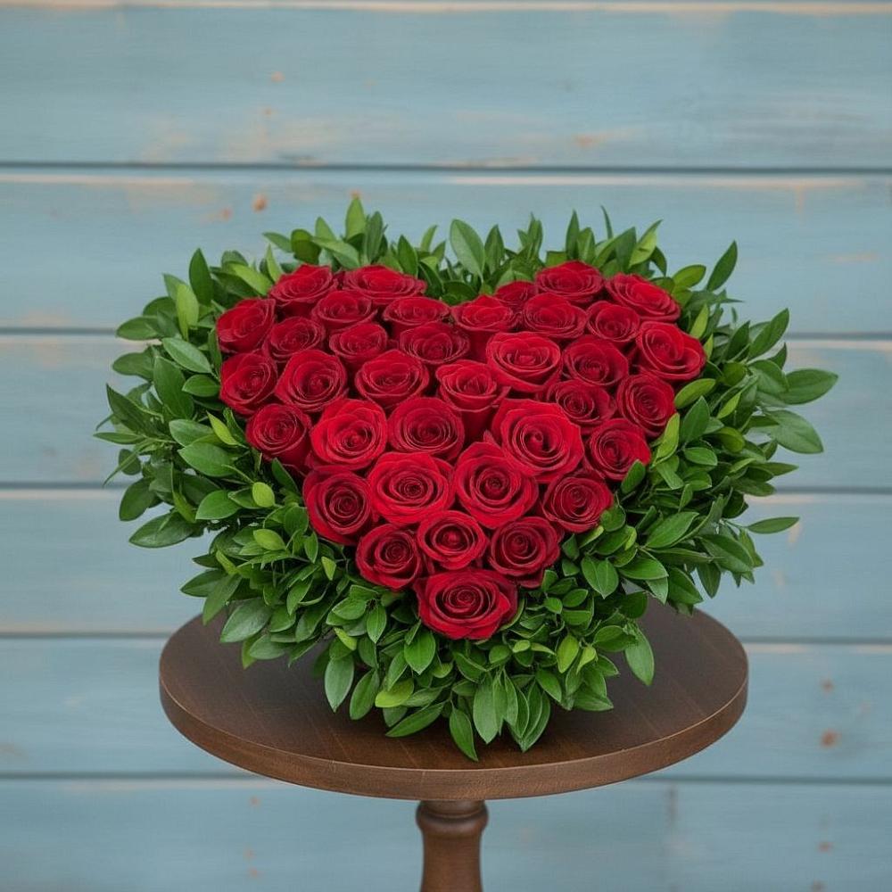 Цветочная композиция из Розы в виде сердца в Шудаяге