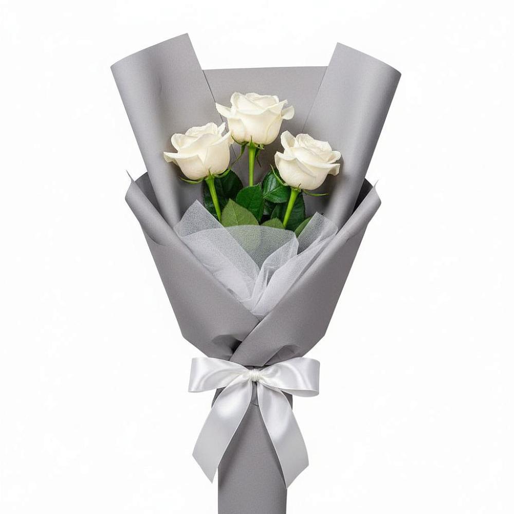 Букет 3 белые розы в Шудаяге
