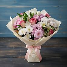 Букет цветов из:  Хризантемы, Альстромерии и Розы в Шудаяге