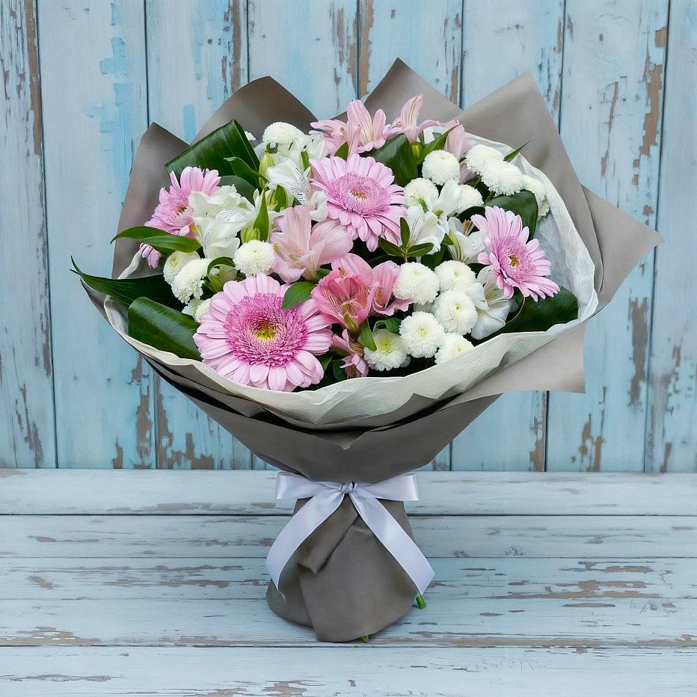 Букет цветов из: Герберы, Альстромерии и Хризантемы в Шудаяге