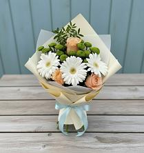Букет цветов из:  Герберы, Розы и Хризантемы в Шудаяге